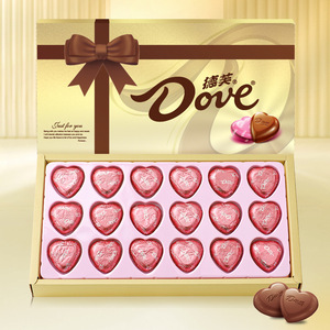 德芙心语巧克力金装礼盒18颗心形糖果爱心送女友生日三八妇女节礼