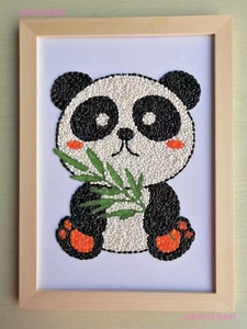 五谷杂粮粘贴画幼儿园小学生DIY熊猫小动物手工创意制作材料