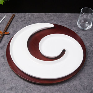 酒店创意餐具圆形陶瓷带鱼盘特色弯型大号刀鱼带鱼鳗鱼组合盘餐具