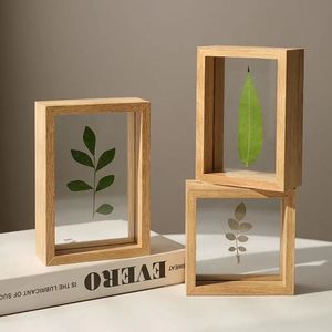 双面透明玻璃书法剪纸明信片签名相框树叶干花标本植物相框摆台