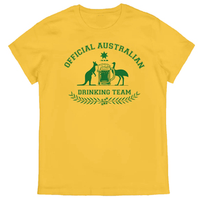 AUSTRALIAN 澳大利亚啤酒袋鼠图案美式复古欧美黄色短袖男士T恤