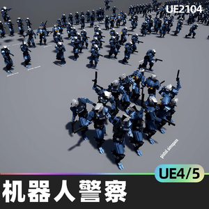 Robot Police机器人警察4.27虚幻UE5突击步枪手枪科幻机甲动画