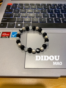 原创设计DIDOU“旧版”太极阴阳镭射手串手链 猫眼石 天然玛瑙石