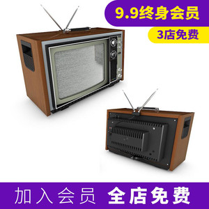 2款复古电视机旧款电视C4D模型Retro TV 60 70 80年代老电视 C628
