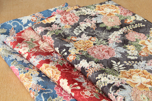 服装布料 手工面料 日本和风牡丹樱花植物花卉  亮缎提花绉布