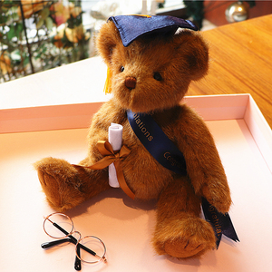 博士帽学士服眼镜泰迪熊正品毛绒玩具公仔玩偶娃娃毕业纪念品礼物