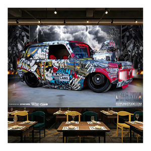 3d立体汽车主题墙纸超跑名车机车俱乐部壁纸复古餐厅酒吧ktv壁画