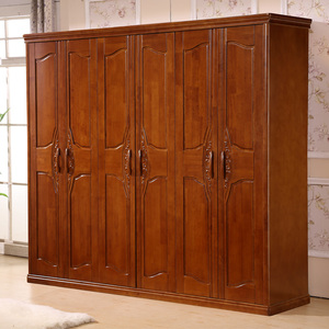 实木衣柜橡木整体大容量木质衣橱3 4 5 6门现代简约中式卧室开门