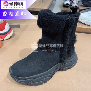 香港代购ASH女鞋20新款羊皮毛一体短筒雪地靴增高运动老爹鞋