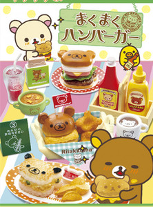 日本rement绝版食玩微缩模型摆设 轻松小熊厨房料理汉堡 满百包邮