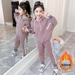 女童秋冬款韩版运动套装2022新款中大童休闲女童加绒加厚两件套装