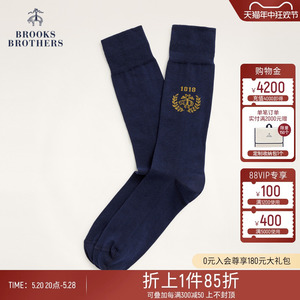 Brooks Brothers/布克兄弟男士柔软舒适弹性袜口设计logo图案袜子
