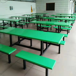 8人位饭堂食堂玻璃钢连体餐桌椅八人学校学生工厂员工吃饭用桌子