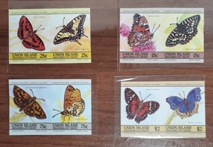 圣文森特的格林纳丁斯 联合岛 1985 蝴蝶 昆虫动物 无齿邮票8全