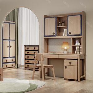 七彩人生儿童家具全实木D1-2新品北欧原木色凳子电脑椅书椅餐椅子