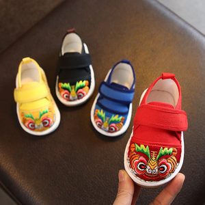 虎头鞋1-3岁婴儿男女宝宝老北京儿童红布鞋手工千层底小童周岁鞋