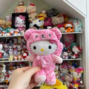 粉豹纹kitty挂件 凯蒂猫公仔毛绒玩具可爱玩偶布娃娃包包钥匙扣