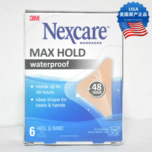 美国进口3M Nexcare耐适康防水透持久保持 脚跟手部 创可贴 6片