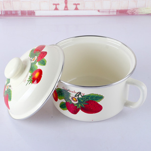 加厚16cm搪瓷水杯带盖缸子中式珐琅搪瓷饭缸子铁缸子上班茶水杯子