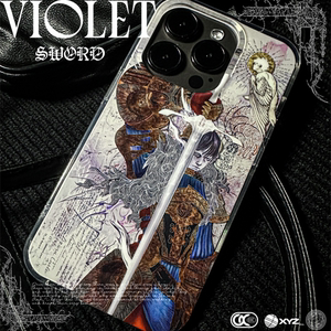 “SWORD剑” IMD双层印刷 Violet拼接原创设计 适用于iPhone15ProMax手机壳 潮流小众复古艺术