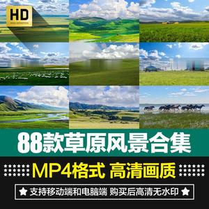 高清大草原牧场内蒙古包牛马儿羊群蓝天白云风景航拍短片视频素材