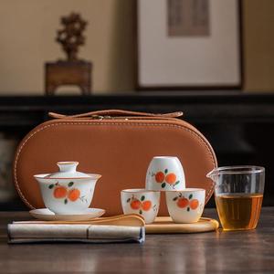旅行功夫茶具套装家用 简约泡茶壶 陶瓷快客杯户外茶盘便携式订制