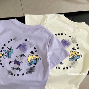 100-160码韩国童装24夏款薄款短袖T恤 男童女童儿童宝宝半袖背心