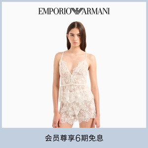EMPORIO ARMANI/阿玛尼2024夏季新款女士吊带短裤蕾丝睡衣套装