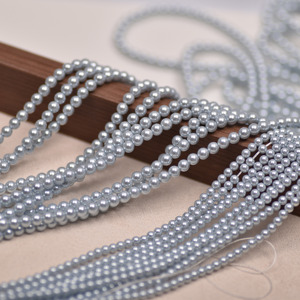 奥地利水晶珍珠法式刺绣材料配件3/4mm天蓝色施家珍珠DIY手工散珠