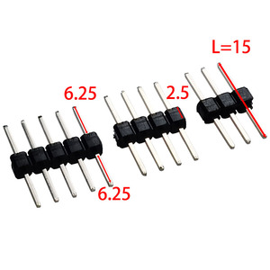 2.54单排针加长针1*2/3/10/1*40P总长15mm模块杜邦居中6.25出针铜