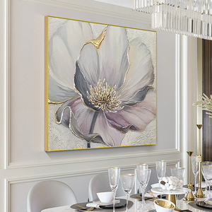 手绘花卉油画进门入户玄关挂画高档现代客厅餐厅装饰画轻奢高级感