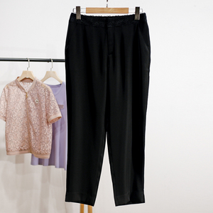 Xking【思】2024夏装新款商场撤柜女装 女垂感黑色修闲长裤132