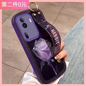 适用opporeno11手机壳oppo新款reno10气囊全包镜头女0ppo高级感小众90pp0腕带支架8保护套ins风潮牌ins紫玫瑰