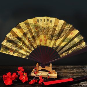 8寸夏季扇子双面古风中国风绢布折扇男女式戏曲折叠小扇子汉服扇