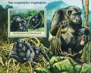 224A WE7 中非 2012 WWF组外品 黑猩猩 小型张