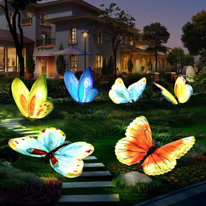 花园摆件仿真发光大蝴蝶雕塑户外园林景观草坪灯装饰园区夜光小品