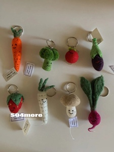 【SO4more】韩国代购 尼泊尔手工羊毛毡蔬菜西兰花蘑菇挂件钥匙扣