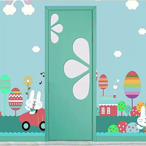 彩色油漆幼儿园门 早教机构用门 室内门 儿童房木门 彩色油漆木门
