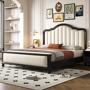法式实木床现代简约1.8m小户型1.5m家用主卧单双人储物型美式婚床