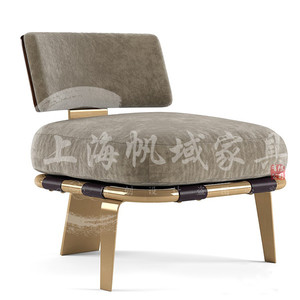 北欧时尚金属腿布艺软包沙发椅现代小户型客厅单人靠背椅接待椅