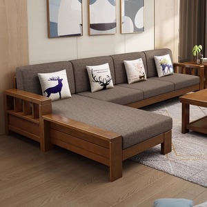 中式现代实木沙发组合橡胶木经济型简约客厅贵妃家具小户型木沙发