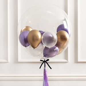 24寸透明波波球中球 DIY球套球金属紫透明球生日店庆飘空布置气球