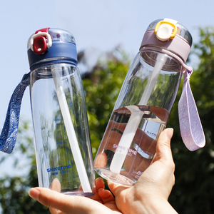 雄泰食品级弹跳吸管水杯子男女学生儿童塑料带提绳夏天耐高温便携