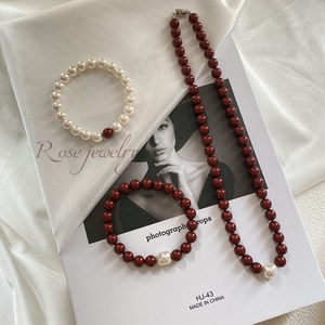 《红豆生南国》新中式进口施家珍珠波多尔红巴洛克珍珠项链手链