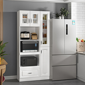 厨房餐边柜一体靠墙高柜多功能烤箱微波炉柜定制家用碗柜橱柜