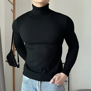 高领男毛衣秋冬季保暖韩版修身肌肉针织毛线衫内搭加绒加厚打底衫