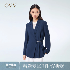 【日本进口三醋酸】OVV春夏热卖女装不对称腰带西服外套