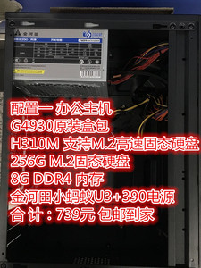 金河田机箱 M-ATX 办公小蚂蚁U3 办公电脑主机G4930/8G/256G SSD