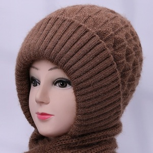 帽子女冬季加绒厚针织毛线帽中老年人妈妈冬天围巾保暖一体风雪帽
