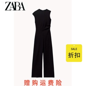 ZA女装 冬季新款黑色绉布圆领无袖长款连体裤 7901647 800